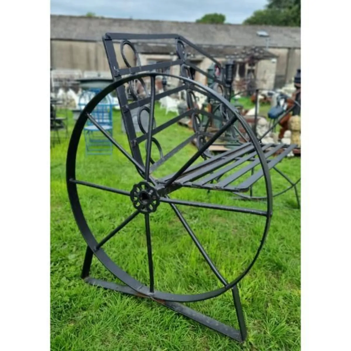 Cart Wheel Bench Black KAS1355 - Image 2