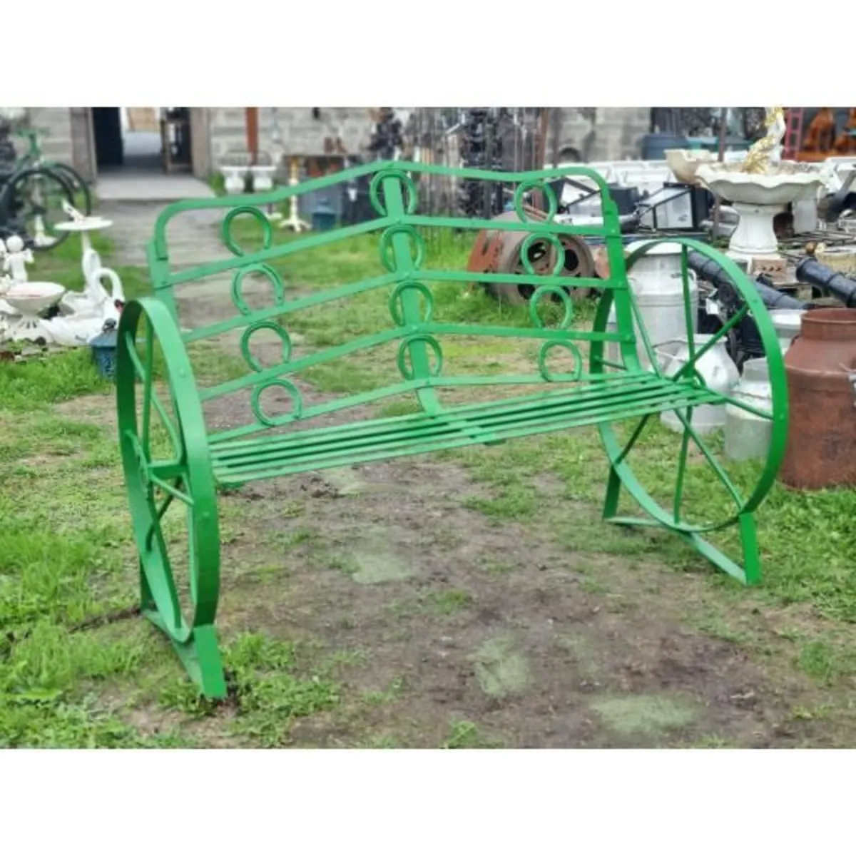 Cart Wheel Bench Green KAS1353 - Image 2