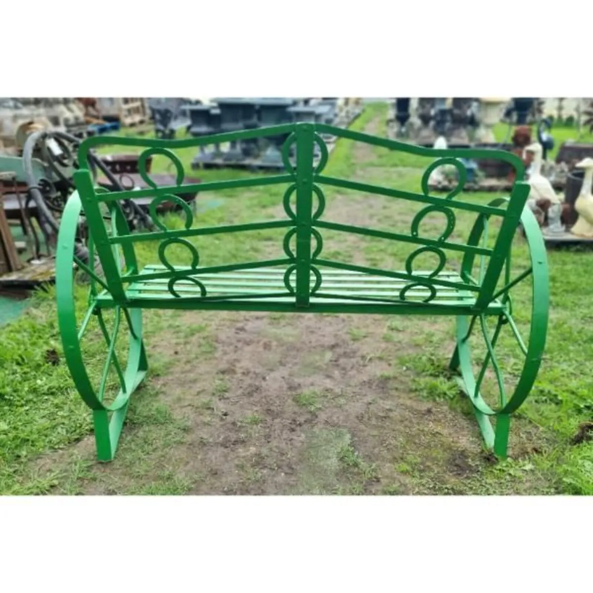 Cart Wheel Bench Green KAS1353 - Image 3