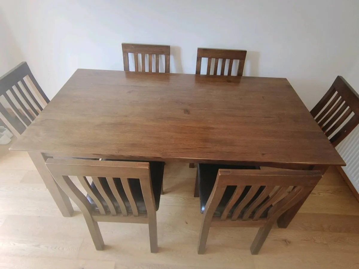 Wooden Kitchen Table with 6 Chairs - Image 1