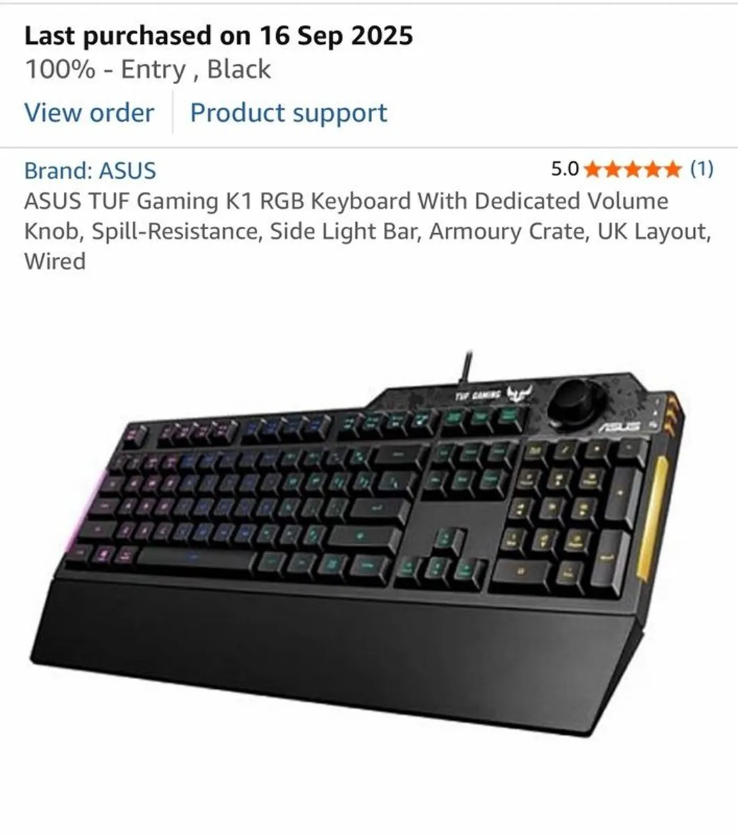 Asus Tuf Gaming K1 Rgb Keyboard - Image 1