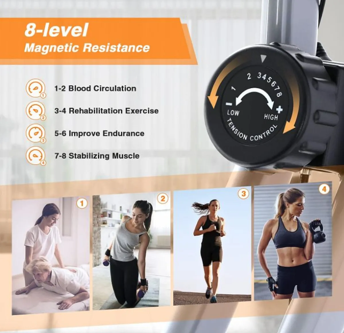 BCAN Folding Exercise Bike with Magnetic Resistance, Pulse Monitor and Comfortable Seat - Image 4