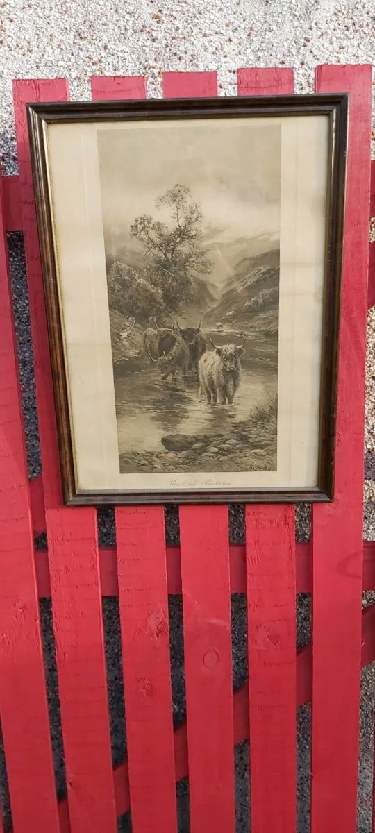 Pair of Western prints with buffalo framed picture - Image 4