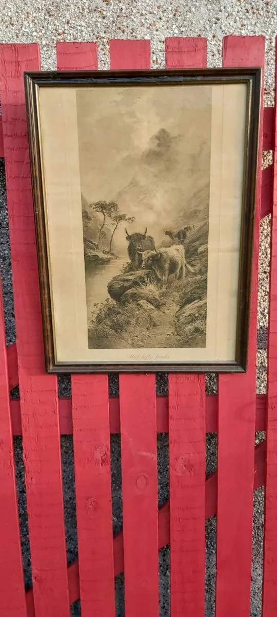 Pair of Western prints with buffalo framed picture - Image 1