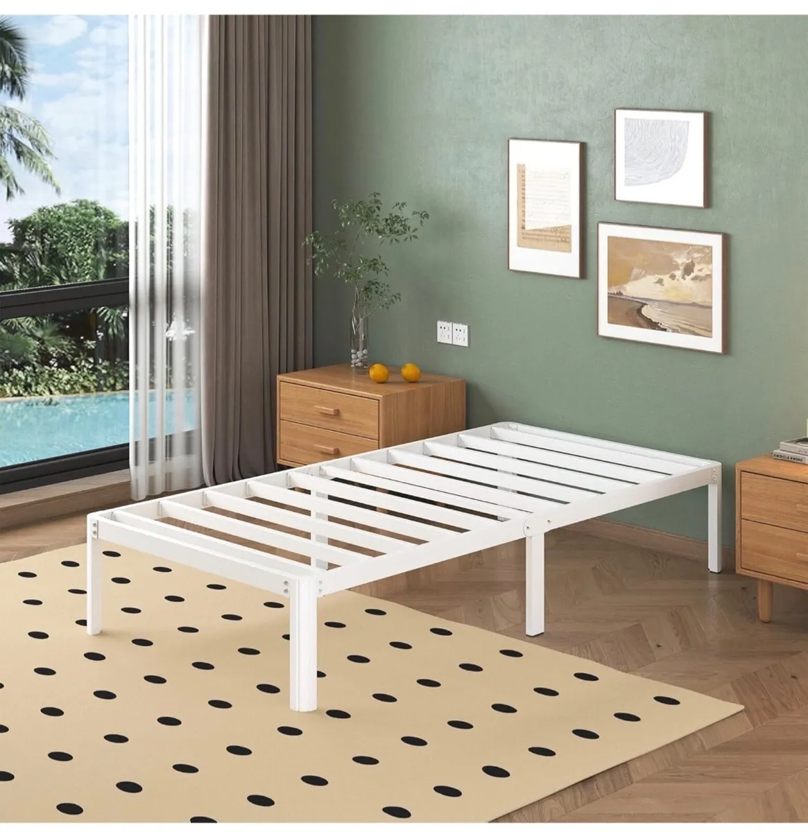 3ft Single Bed Frame with Rounded Corner Legs, Hea - Image 3