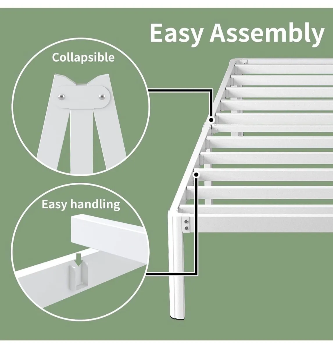 3ft Single Bed Frame with Rounded Corner Legs, Hea - Image 4