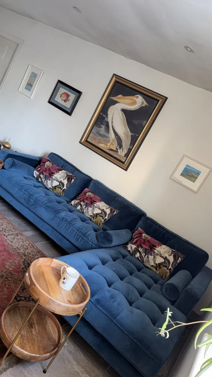 Navy Blue L-Shaped Sofa – Excellent Condition - Image 2