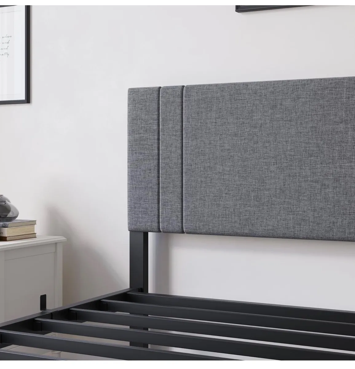 Metal Single Bed Frame with Storage and Shelf Head - Image 3