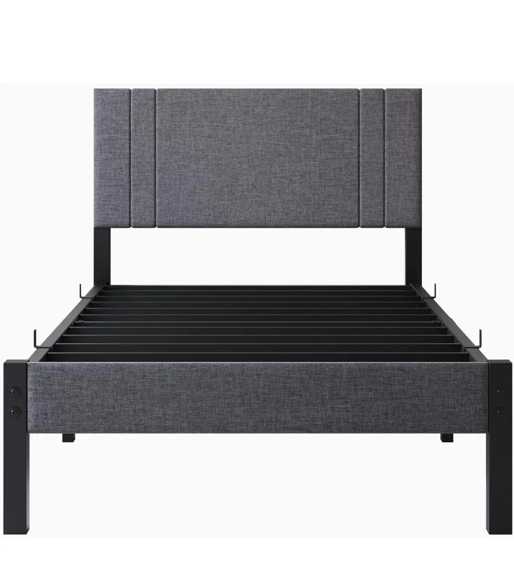 Metal Single Bed Frame with Storage and Shelf Head - Image 4