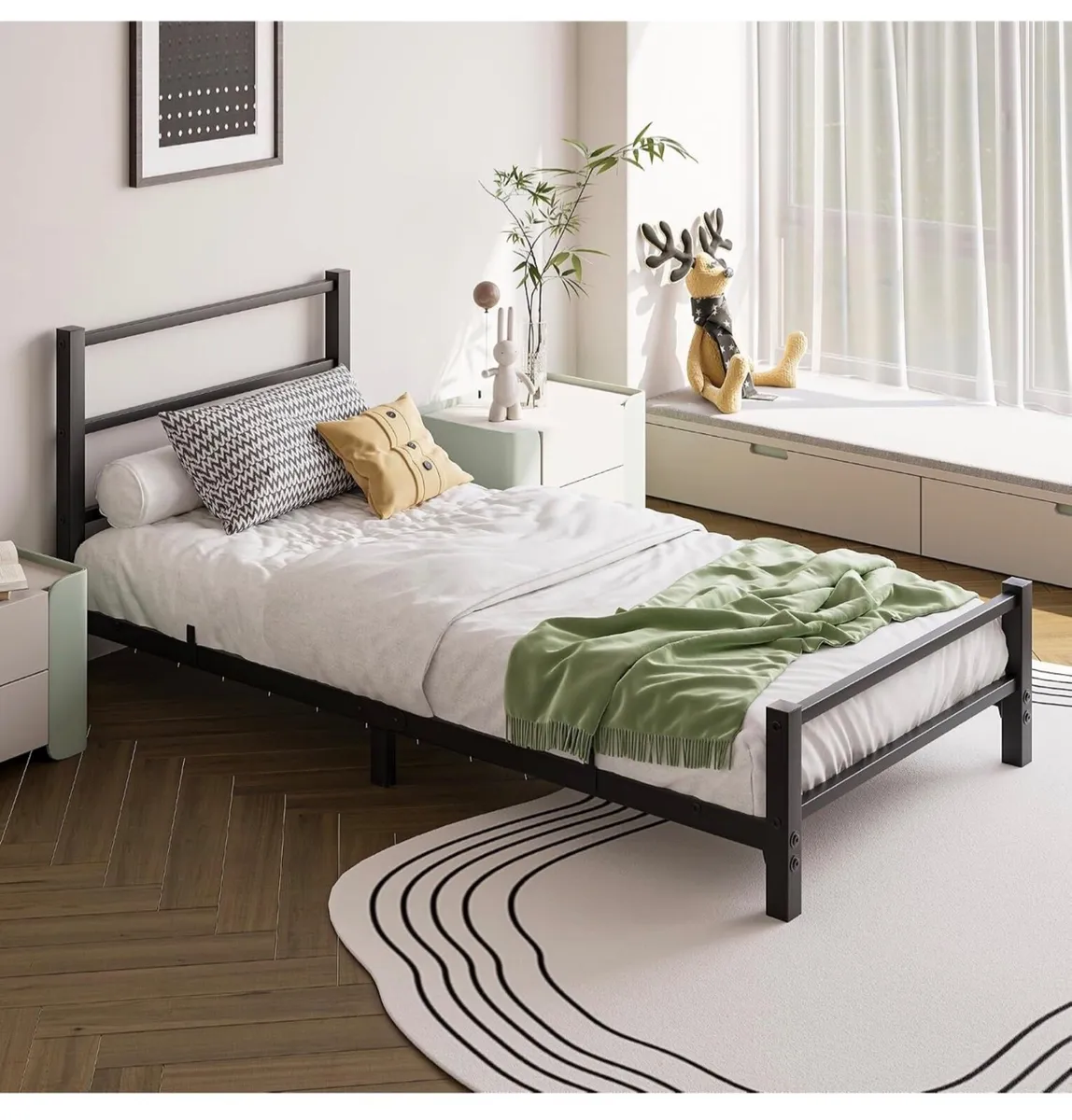 16cm Low Profile 3ft Single Bed Frame with Metal H - Image 4