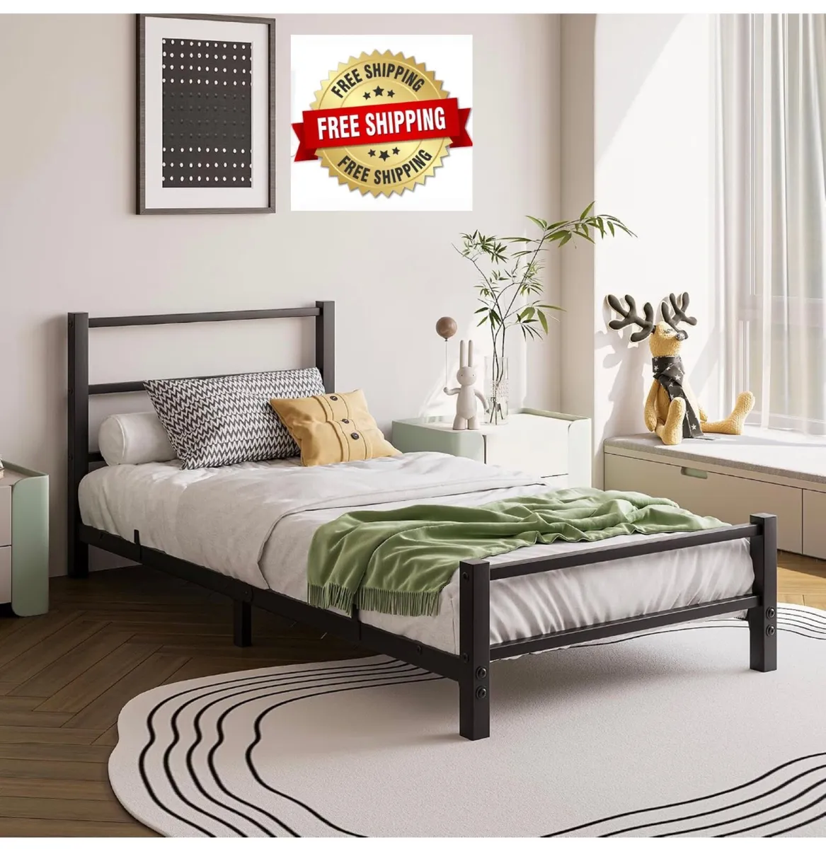 16cm Low Profile 3ft Single Bed Frame with Metal H - Image 1