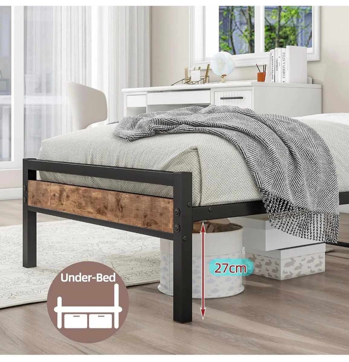 3ft Single Bed Frames Solid Metal Bed Frames with - Image 4