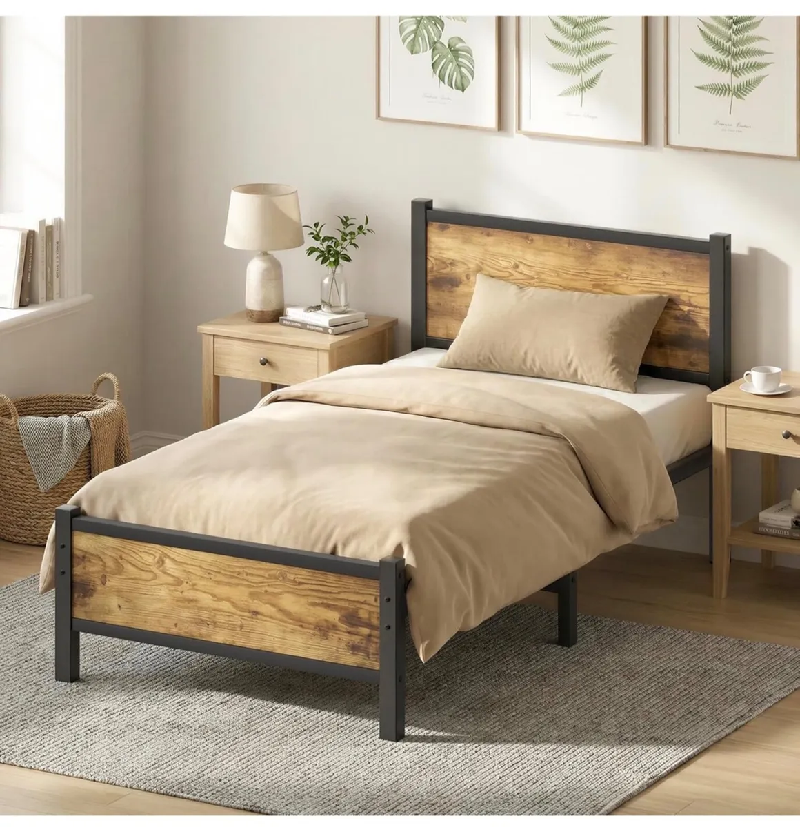 3ft Single Bed Frame, Single Bed with Heavy Duty M - Image 2