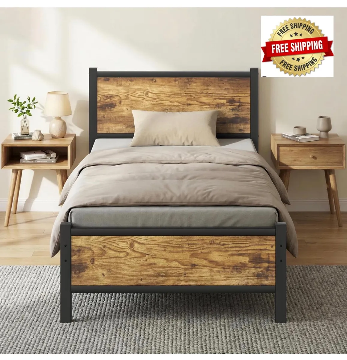 3ft Single Bed Frame, Single Bed with Heavy Duty M - Image 1
