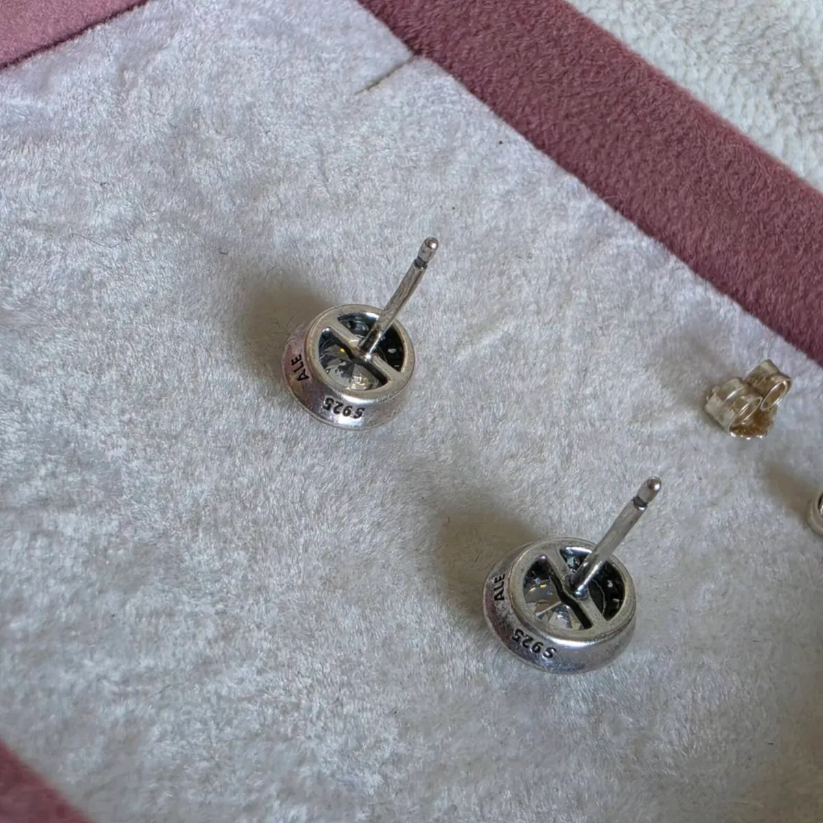Pandora sterling silver and white crystal earrings - Image 2