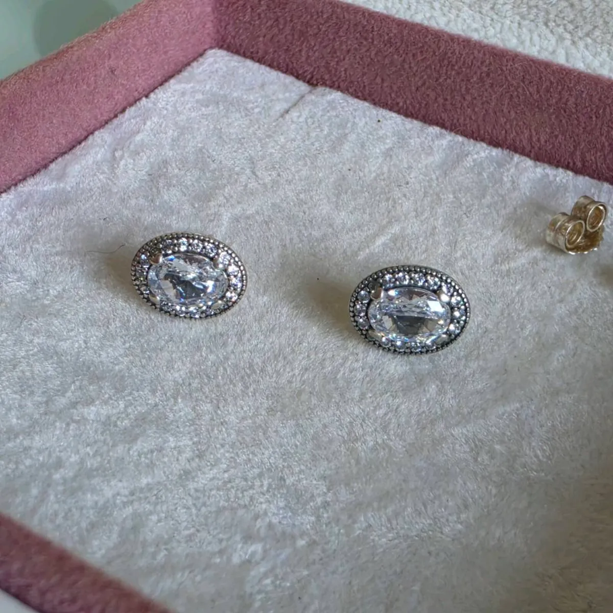 Pandora sterling silver and white crystal earrings - Image 4
