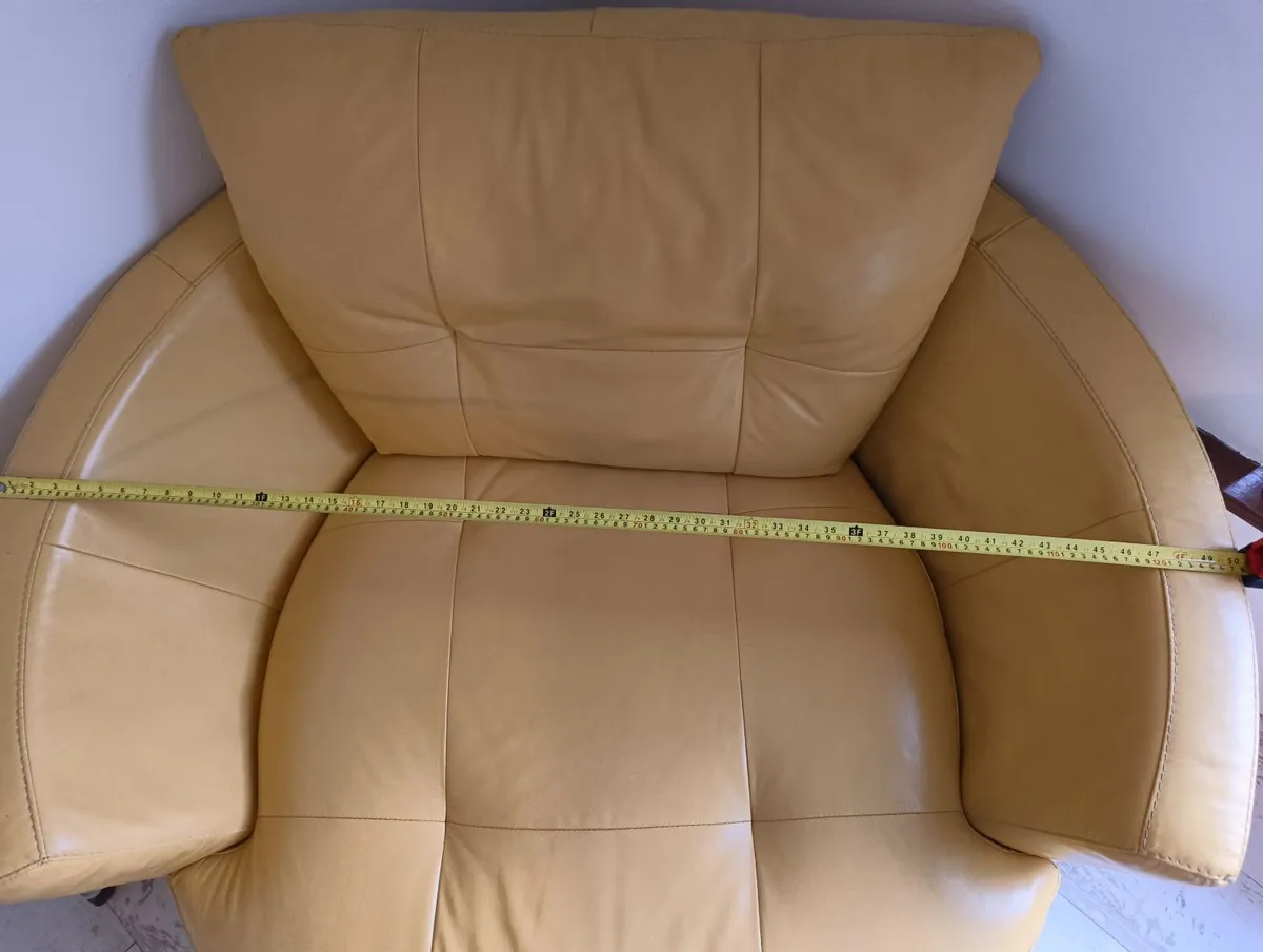 DFS Mustard Leather Cuddle Chair - Image 4