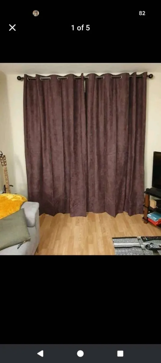 Mauve coloured curtains in Herringbone Design. - Image 1