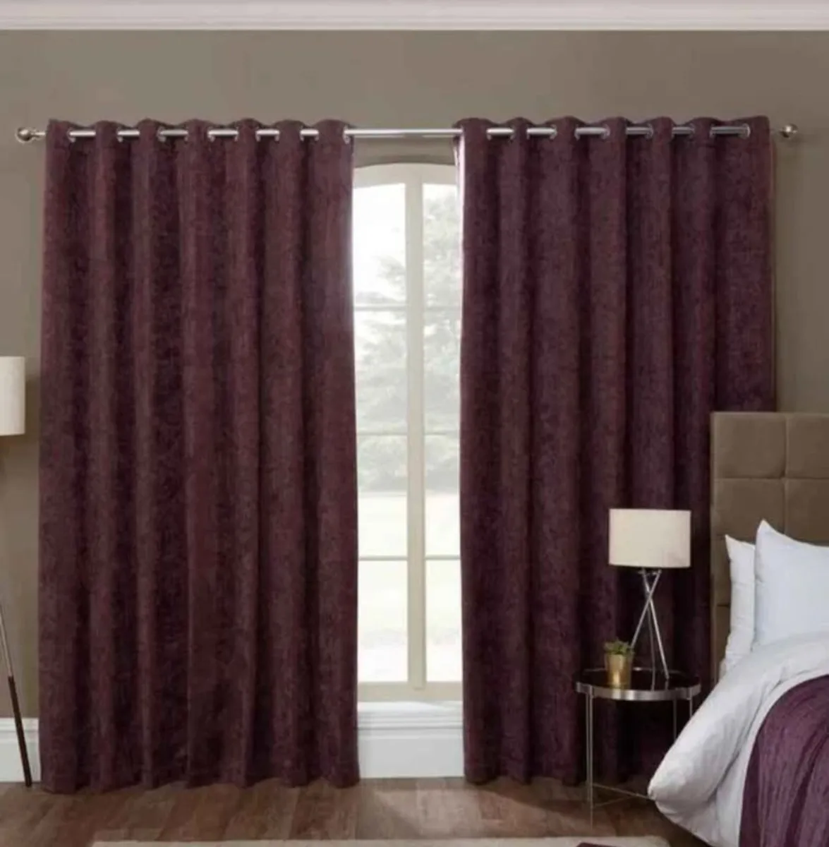 Mauve coloured curtains in Herringbone Design. - Image 2