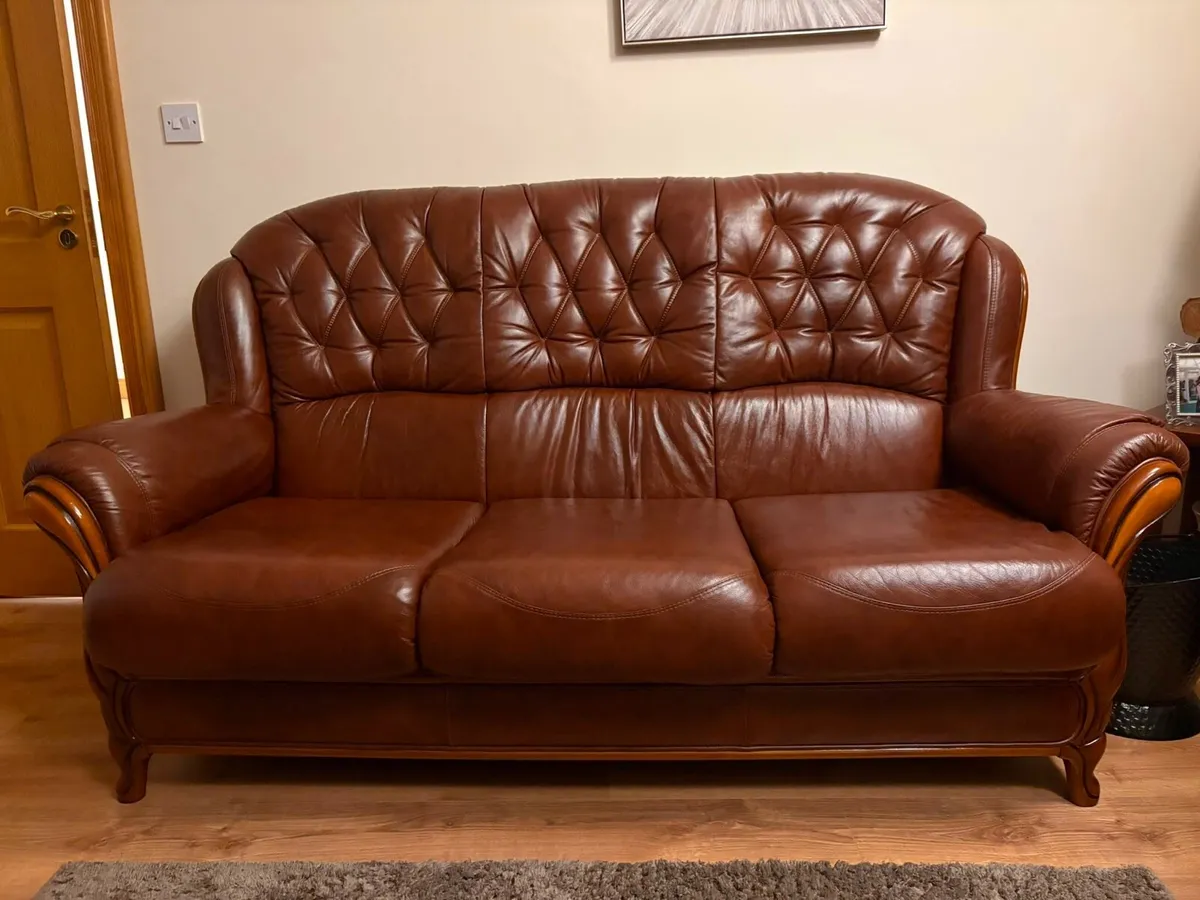 Italian Leather Sofa - Image 1