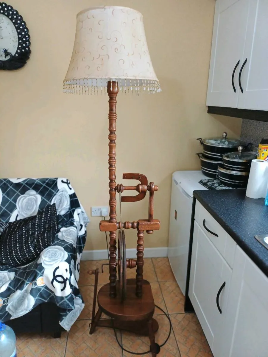 Vintage Spinning Wheel Floor Lamp - Image 2