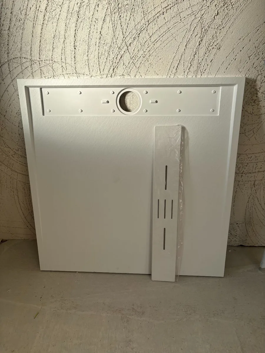 Shower Tray Slim White 1000x1000mm Stone Effect - Image 1