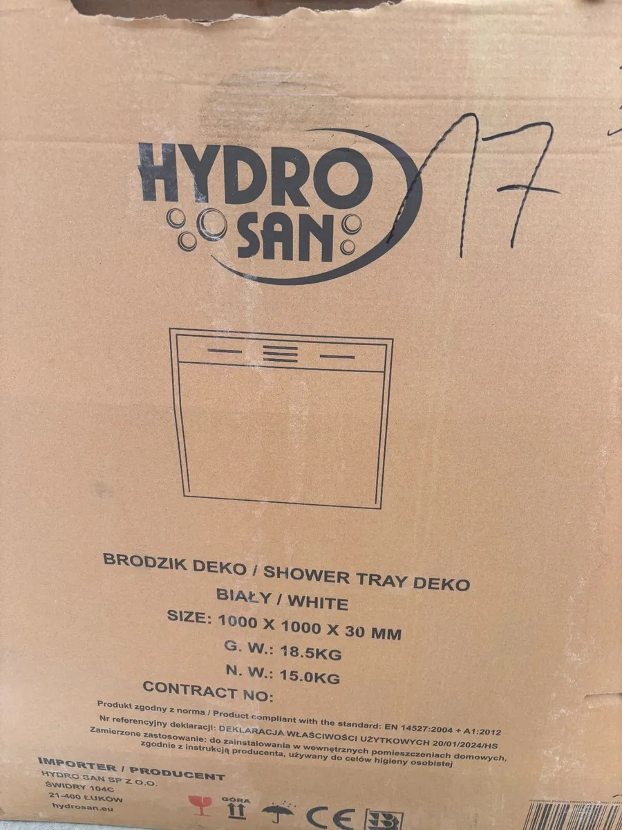Shower Tray Slim White 1000x1000mm Stone Effect - Image 3