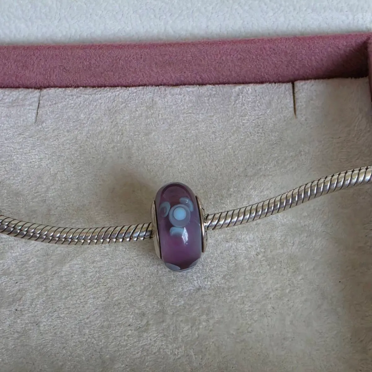 Pandora purple and blue floral murano glass charm, - Image 4