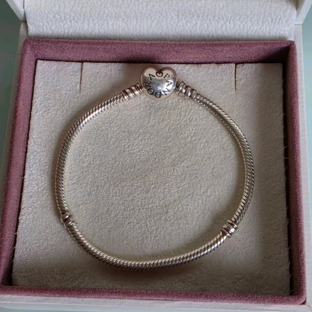 Pandora bracelet heart clasp size 18cm very good - Image 1