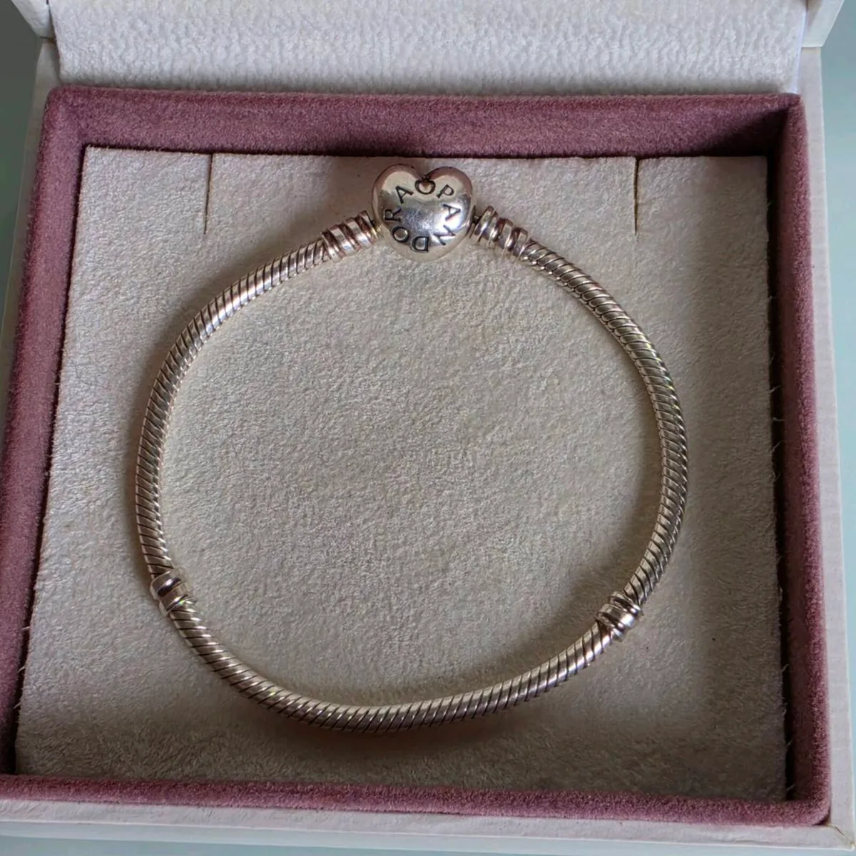 Pandora bracelet heart clasp size 18cm very good - Image 2