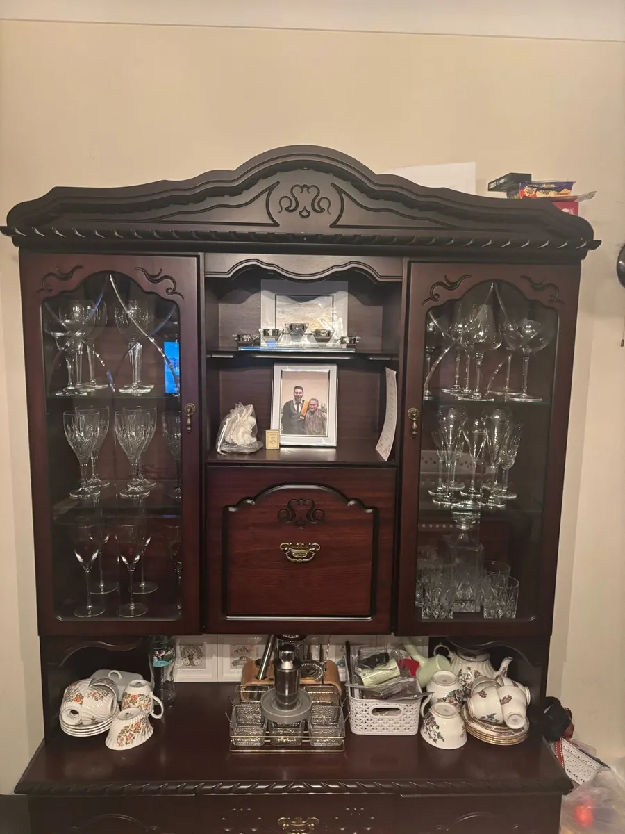 Classic dark wood antique china cabinet - Image 1