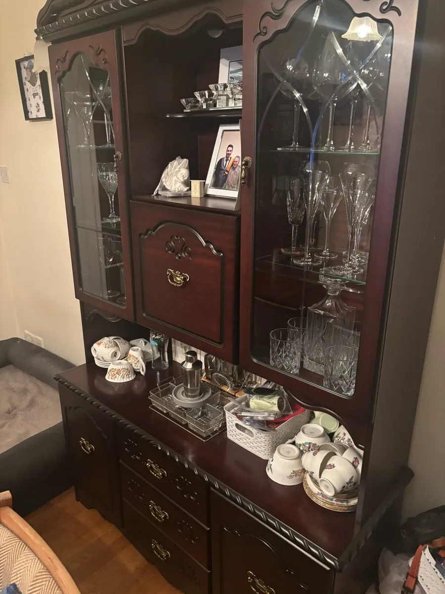 Classic dark wood antique china cabinet - Image 2