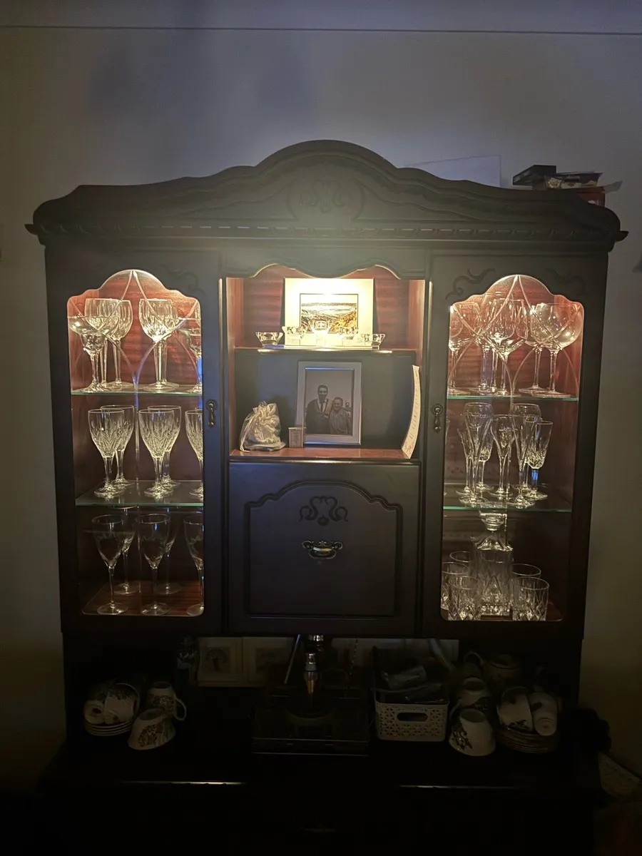 Classic dark wood antique china cabinet - Image 4