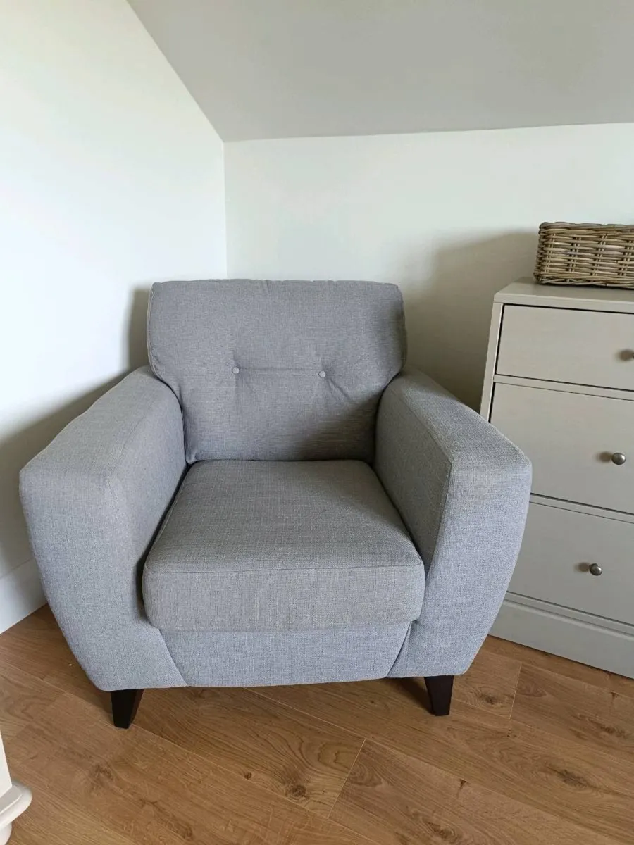 Light Grey Fabric Armchair - Image 2