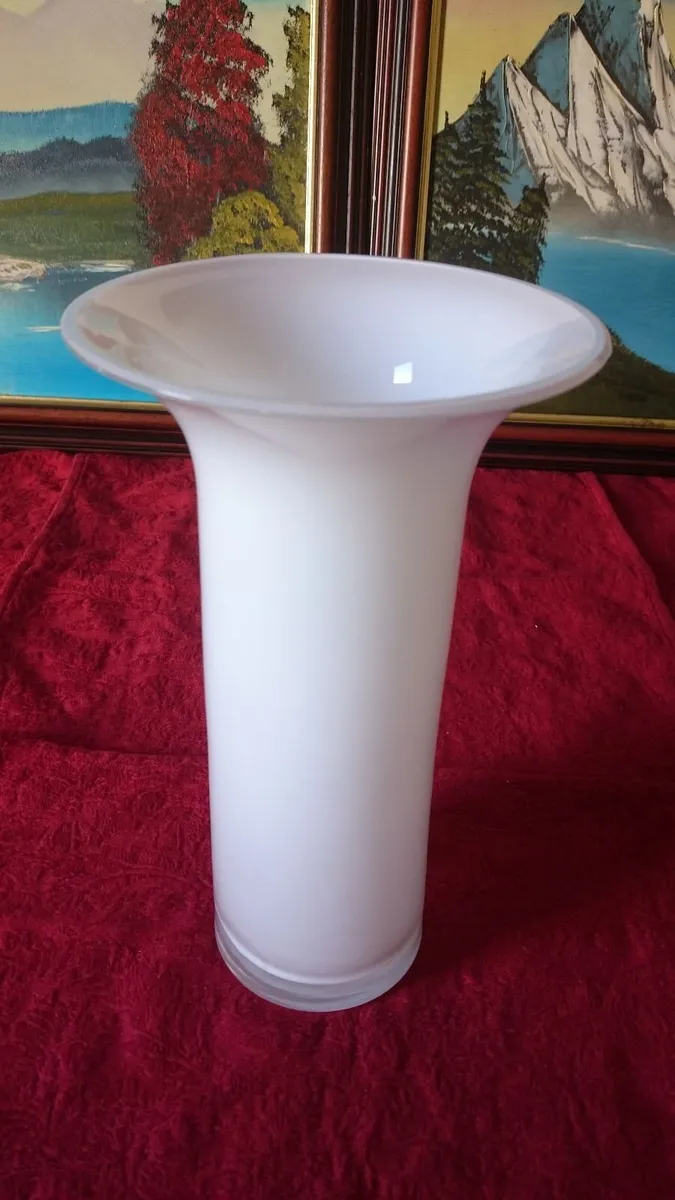 Large 10.5 Inches Tall Milky White Glass Vase - Image 2
