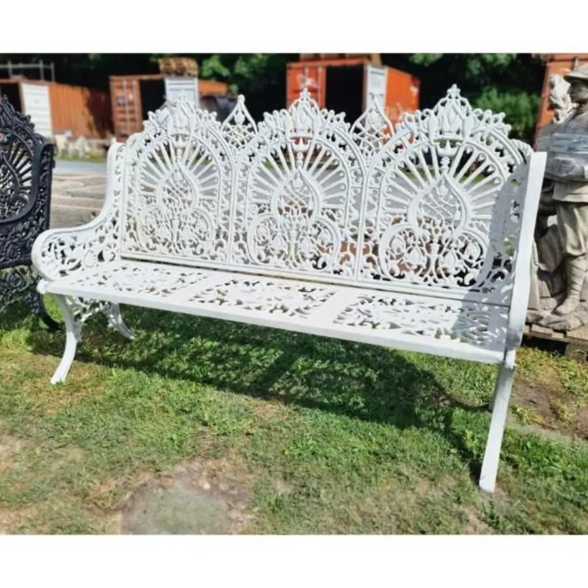 Bench Cast Iron Crown Large White CH R 714 W - Image 1