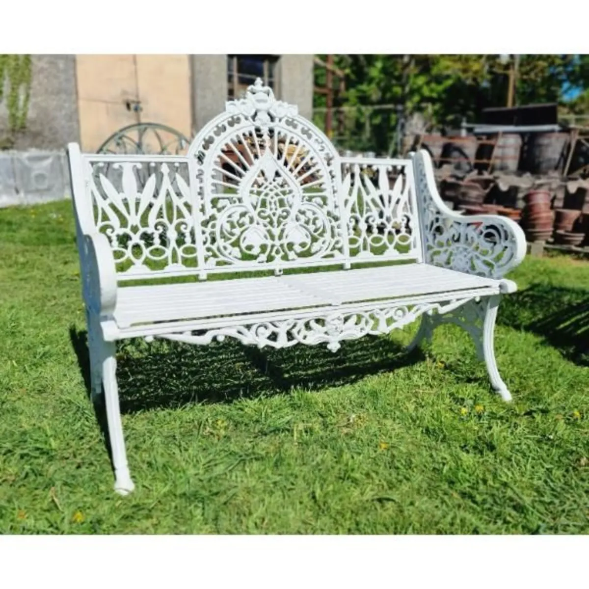 Bench Cast Iron Crown White CH 722 W - Image 1