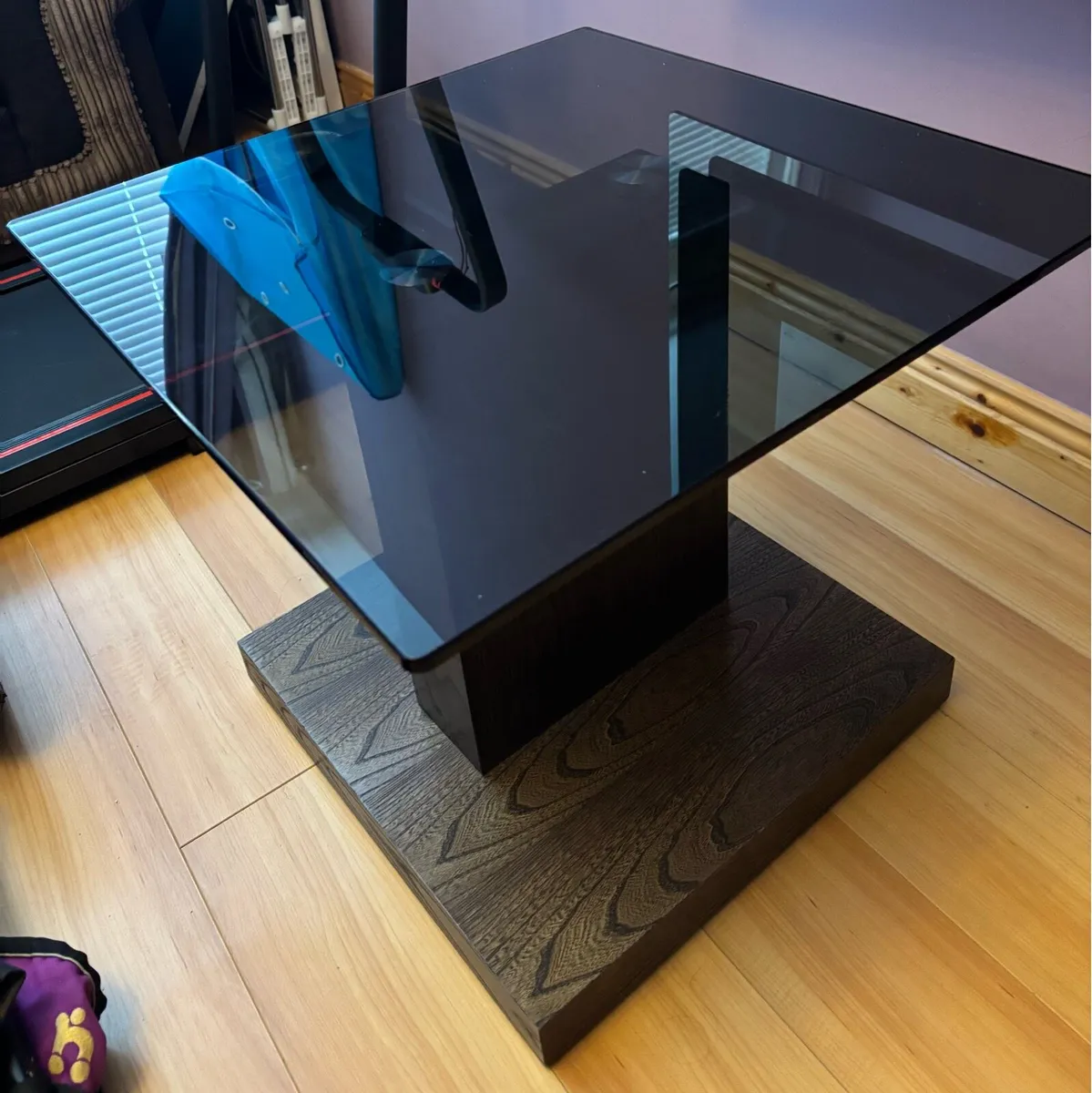 Modern Glass‑Top Side Table – 55×55×49 cm - Image 1