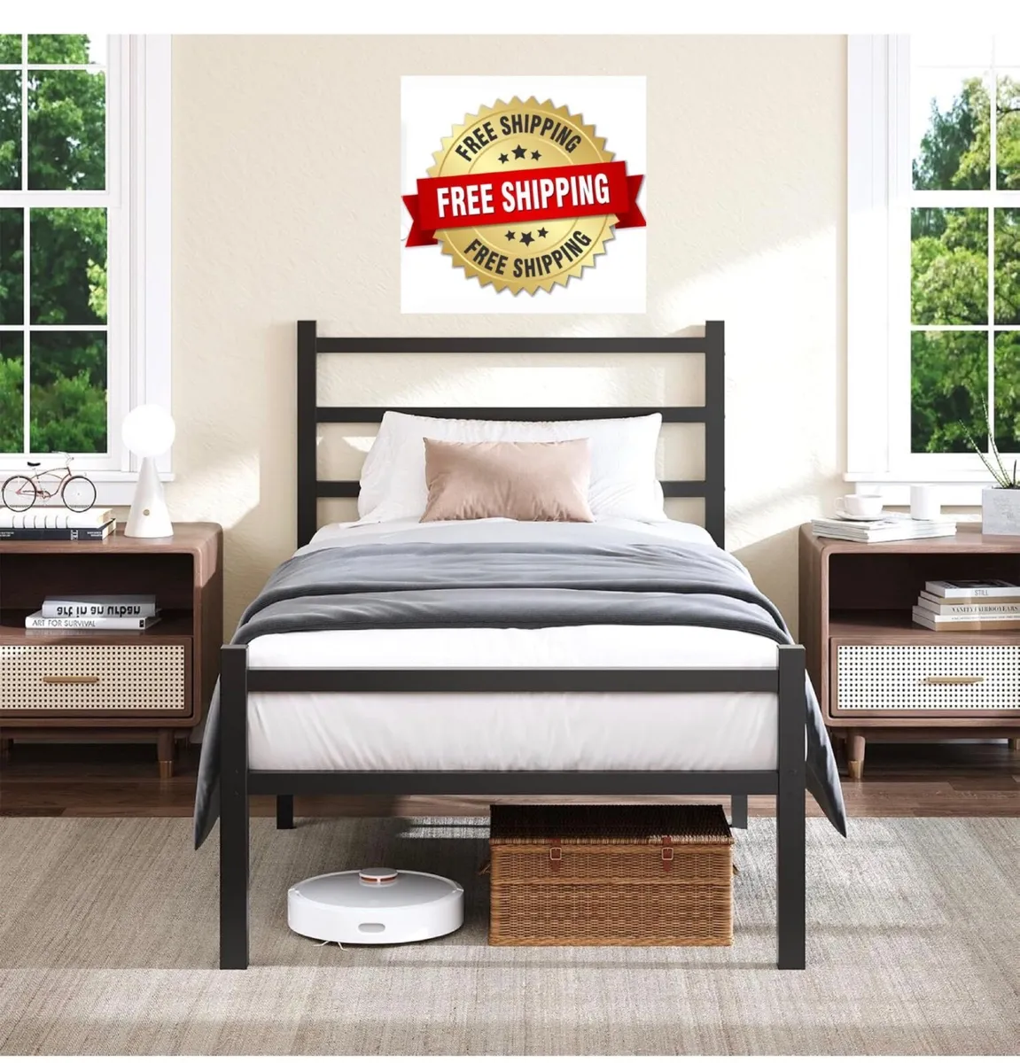 3ft Single Metal Bed Frame 90 x 190cm Iron Bed Fra - Image 1