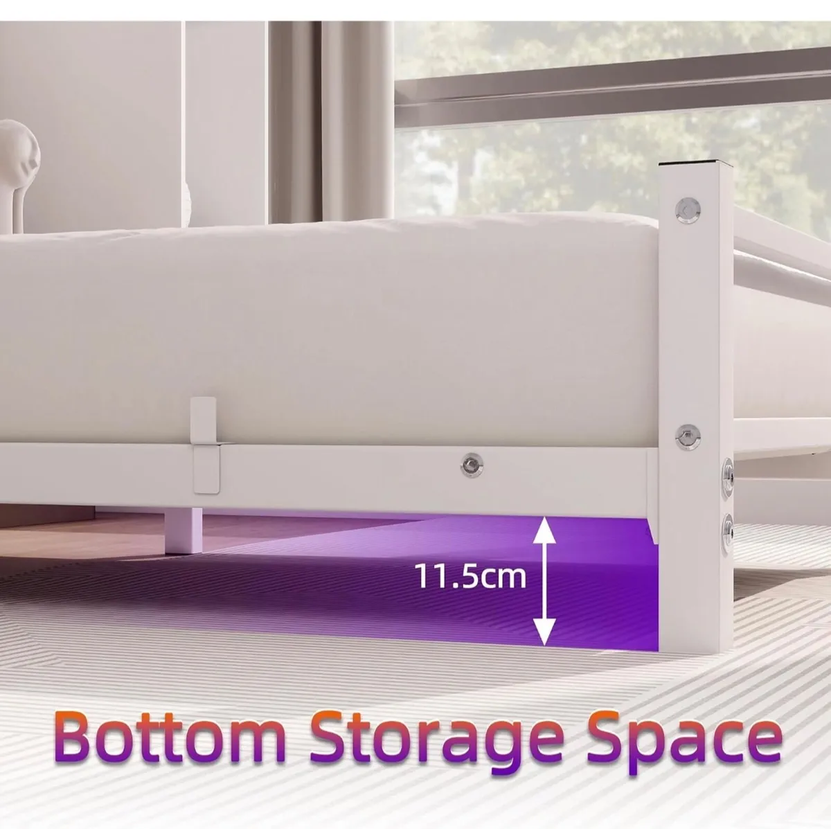 Single Bed Frame With Headboard,White Bed Frame 90 - Image 2