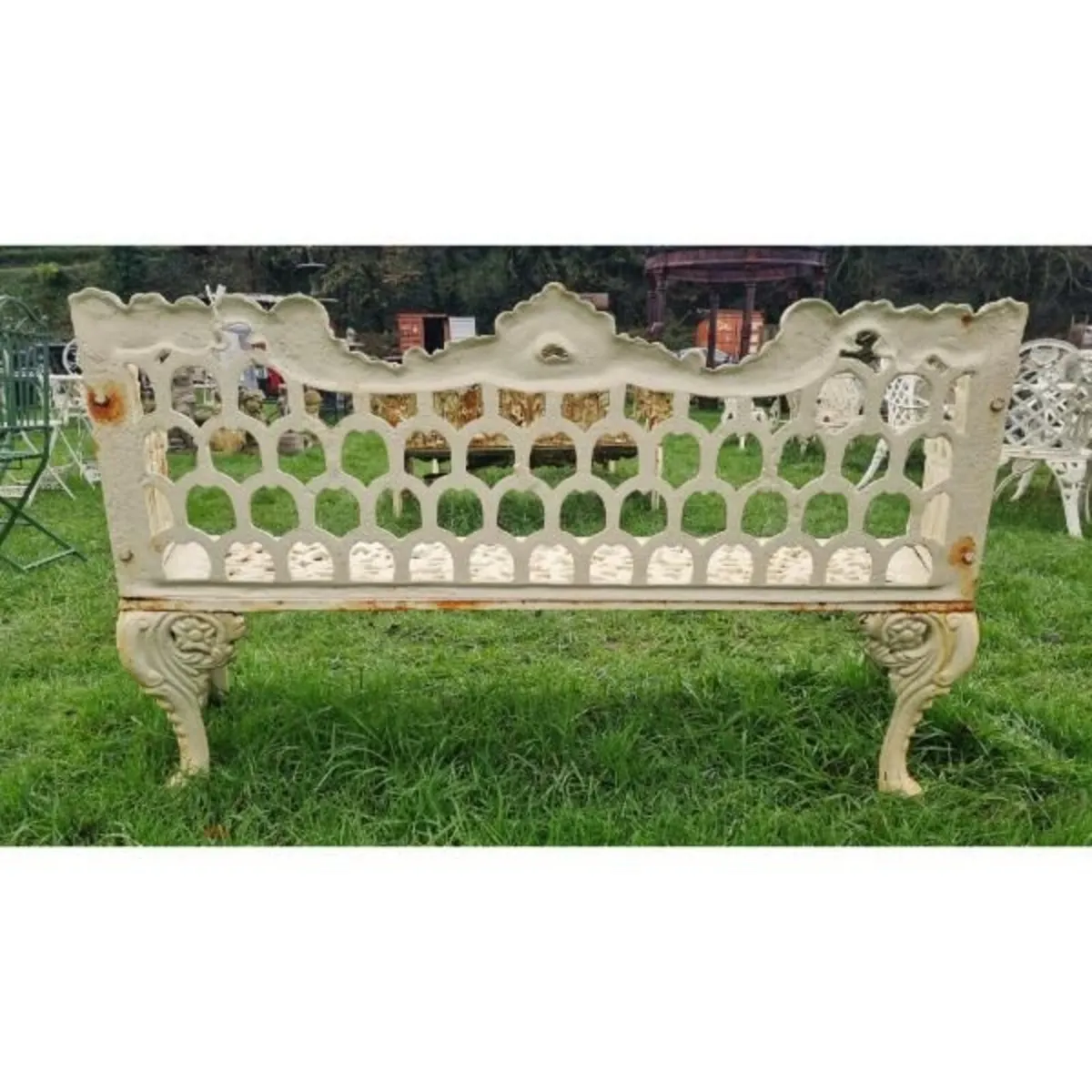 Bench Cast Iron Horse Shoe Large White CH-R-742-W - Image 1