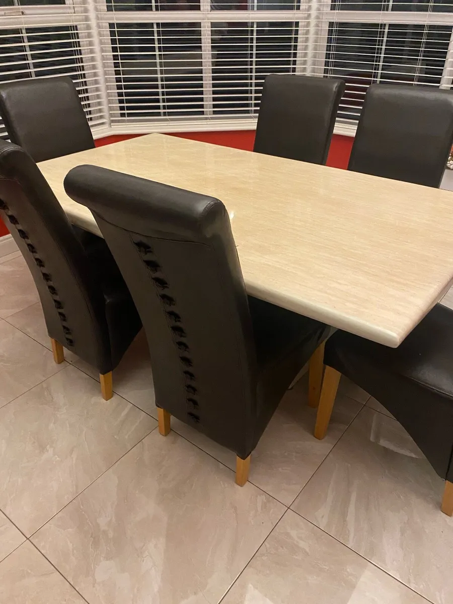 Marble Table and 6 Leather Chairs €790 - Image 1