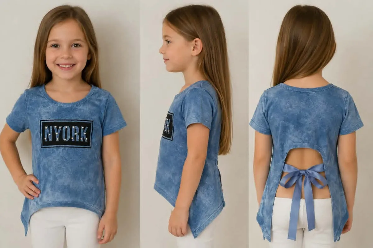 Girls’ Blue “NYORK” Top – Age 4- 6 uni - Image 1