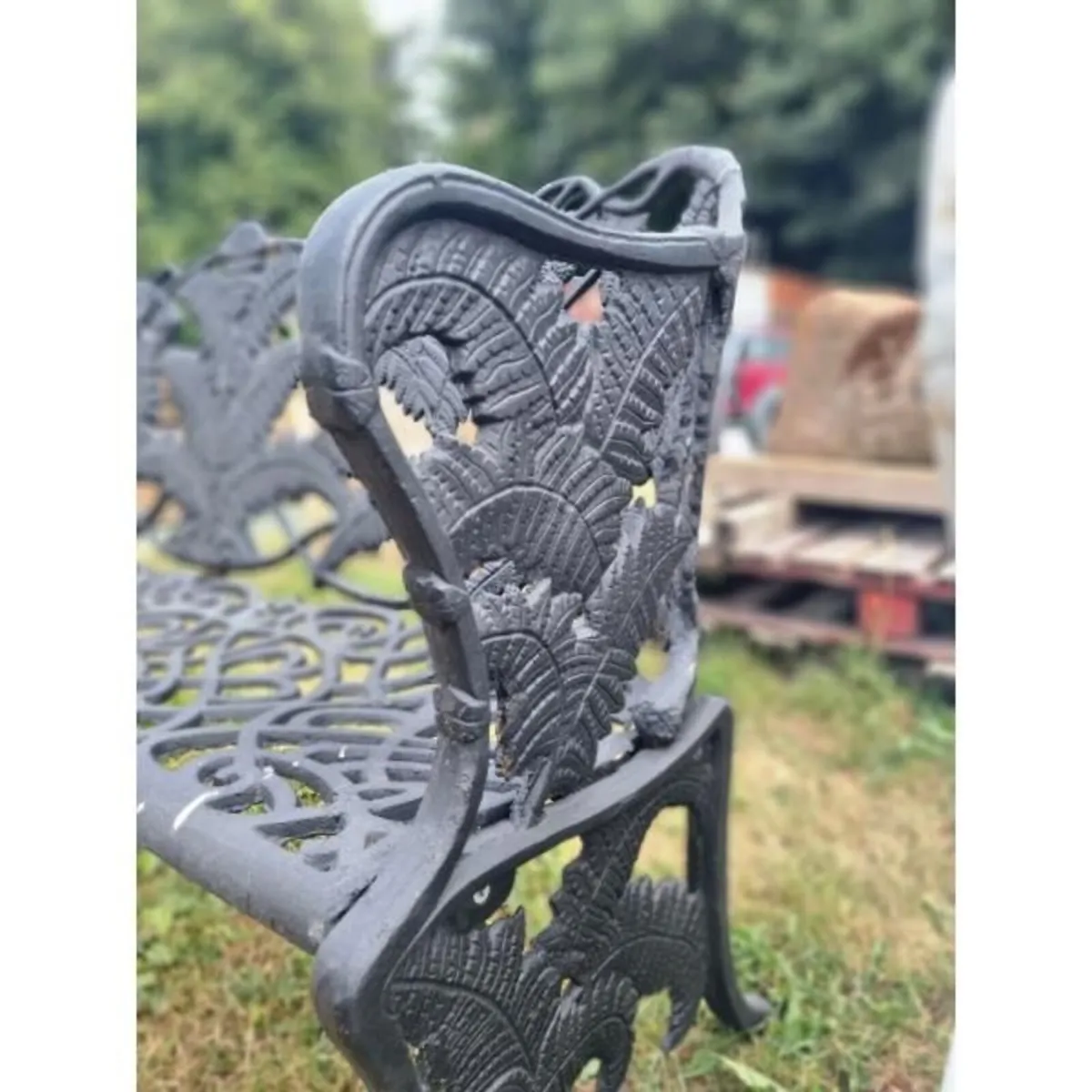 Bench Large Fern & Leaf Cast Iron Black CH R 713 B - Image 2