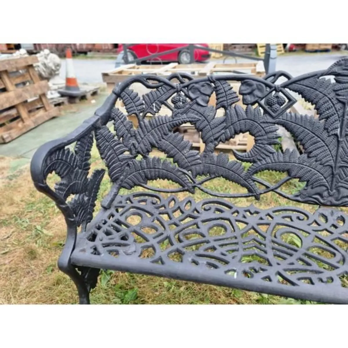 Bench Large Fern & Leaf Cast Iron Black CH R 713 B - Image 3