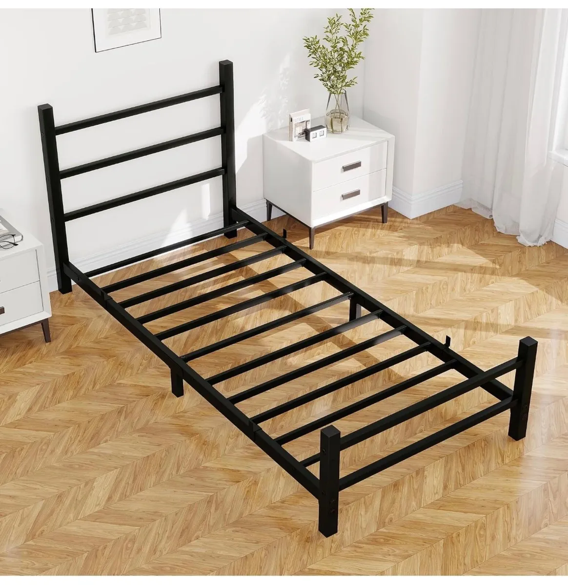 Single Bed Frame 3ft Metal Bed Frame with Headboar - Image 2