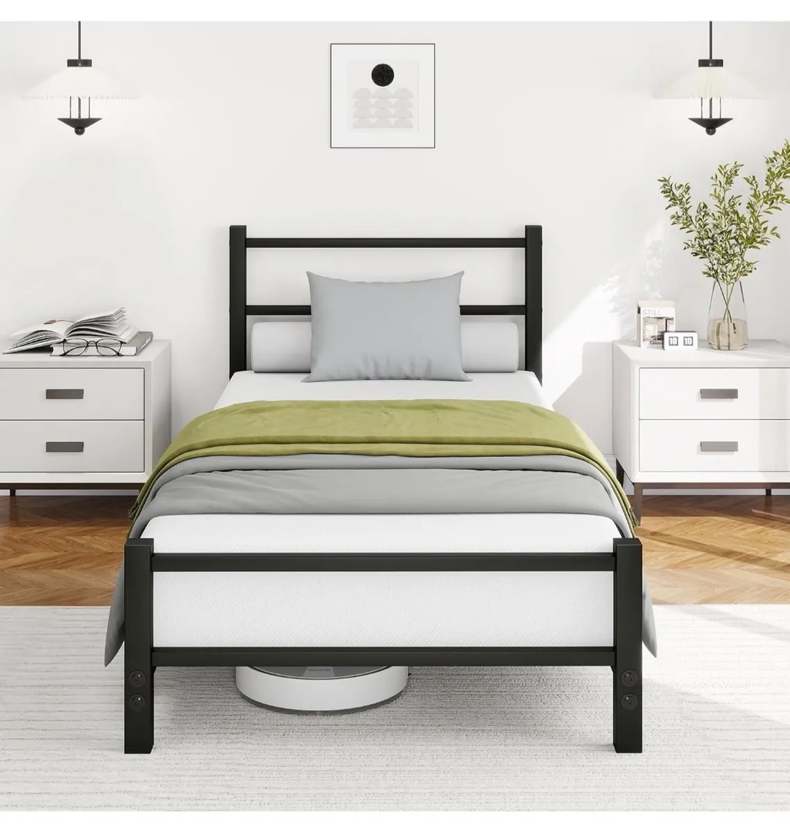 Single Bed Frame 3ft Metal Bed Frame with Headboar - Image 3