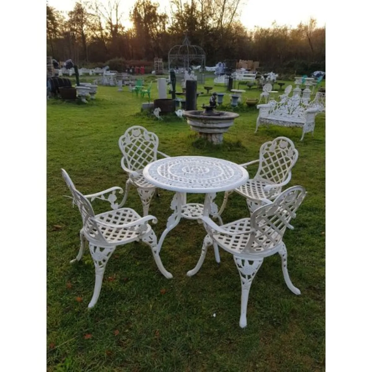 Cast Iron Garden Set Table and Four Chairs Style H - Image 1