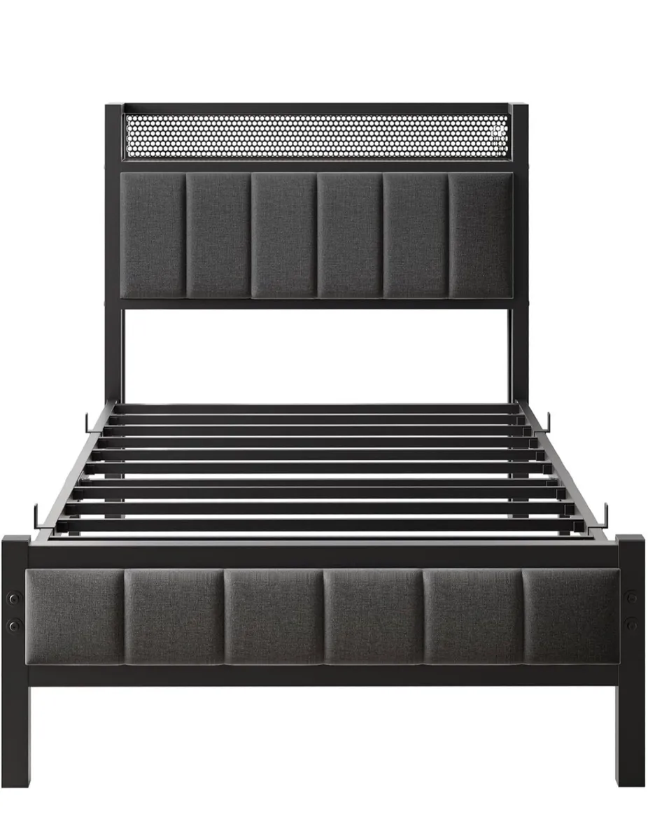 3ft Single Bed Frame With Storage Headboard, Uphol - Image 4