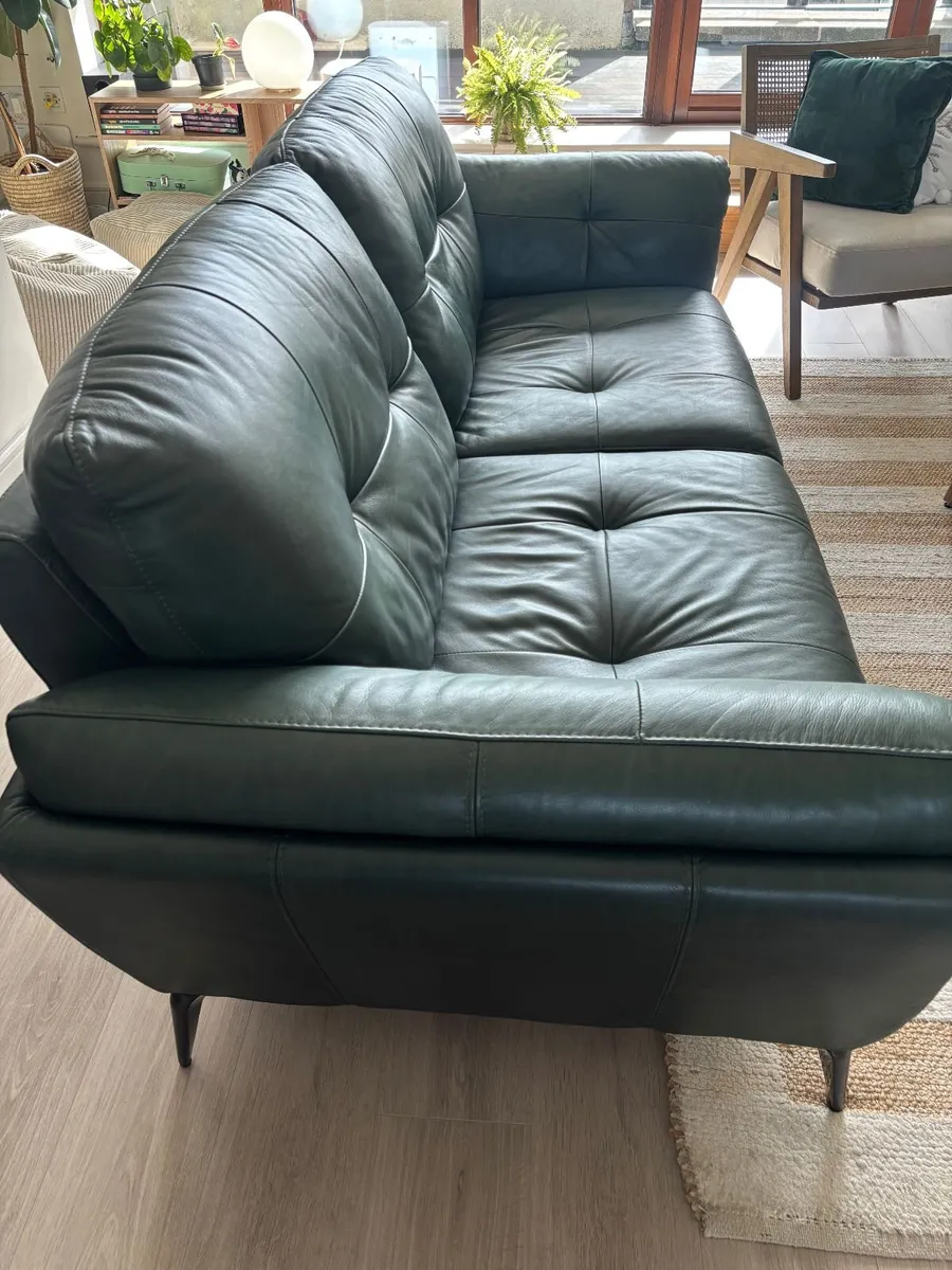 DFS Harlan 3 Seater Leather Sofa (Palatial Forest - Image 2